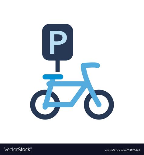 Bike with parking road sign flat style Royalty Free Vector