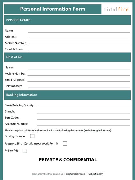 Personal Information Form Template