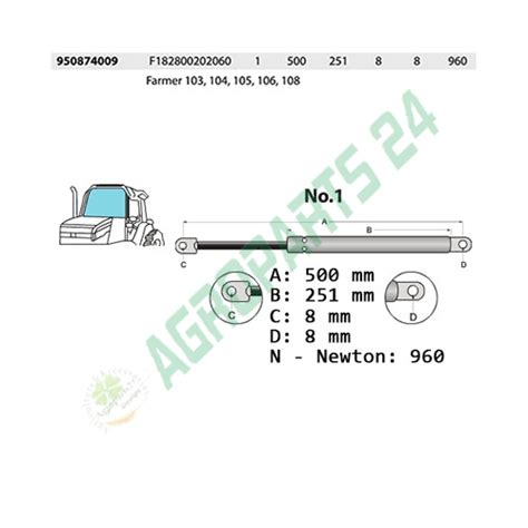 F182800202060 Gasdruckfeder Frontscheibe passend für Fendt Agroparts 24