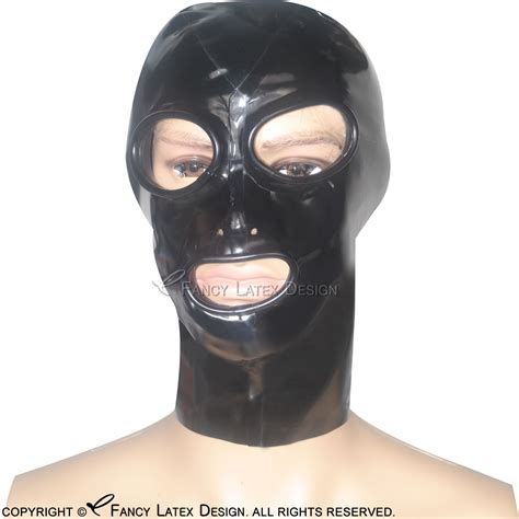 2018 Black Sexy Latex Hoods Open Eyes Mouth Nose Holes With Zip At Back Fetish Rubber Masks