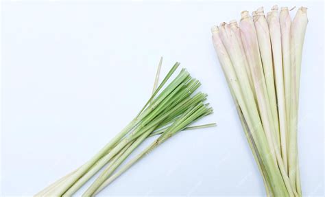 Premium Photo Top View And Close Up Fresh Lemongrass On Isolate A White Background