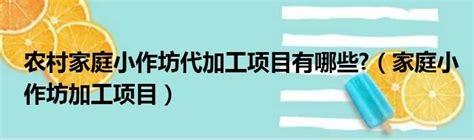 农村家庭小作坊代加工项目有哪些（家庭小作坊加工项目）51房产网