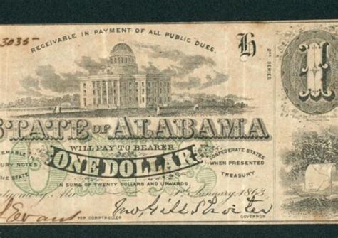 1863 1 The State Of Alabama Montgomery AL Obsolete Note CURRENCY EBay