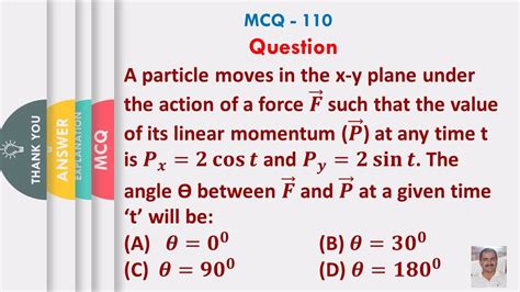 A Particle Moves In The X Y Plane Under The Action Of A Force Such