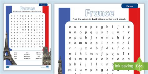 KS1 France Word Search Hecho Por Educadores Twinkl