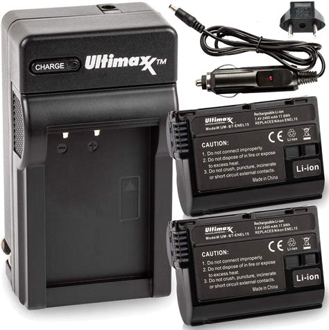 ULTIMAXX Travel Charger Replacement Battery For Nikon ENEL15 2400