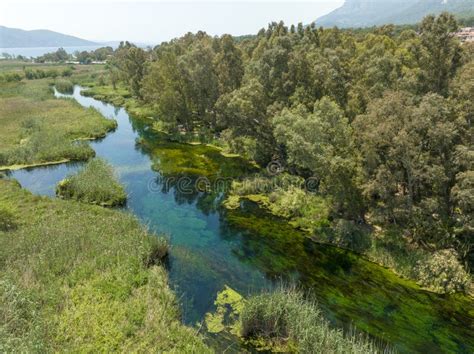 Turkey Akyaka Azmak River Travel Concept Photo Landscape View From