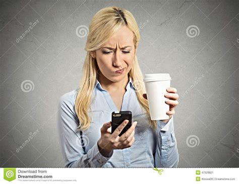 Worried Business Woman Reading News On Smartphone Stock Image Image Of Company Internet 47329821