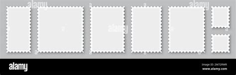 Blank Postage Stamps Frames Set Mockup Postage Stamps With Shadow