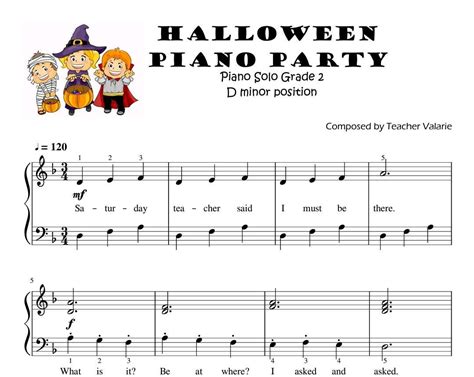 Halloween Piano Party grade 0 to 6 D Minor Position 4x PDF Download - Etsy