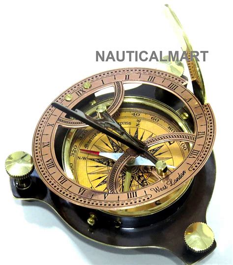 NauticalMart Handmade Brass Pocket Sundial Compass - Compasses