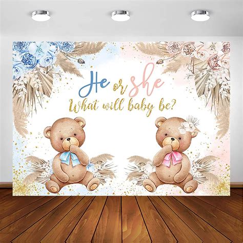 Amazon Avezano Boho Bear Gender Reveal Backdrop He Or She Party