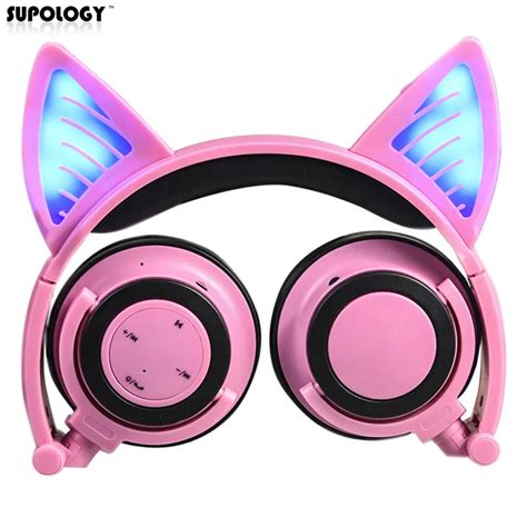 Buy Supology Cute Glow Bluetooth Cat Ear Headphones For Girls Led Wireless