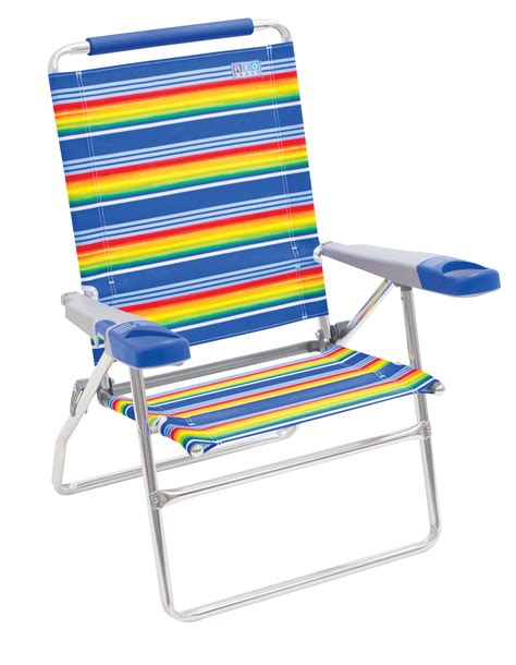 RIO Beach 4 Position Beach Chair Stripe Adjustable Lounge Chair