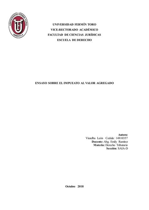 Ensayo De Impuesto Al Valor Agregado PDF