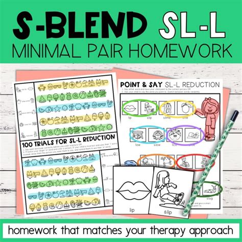 S Blend Cluster Reduction Minimal Pairs Homework Sl L Words Speech Therapy Adventures In