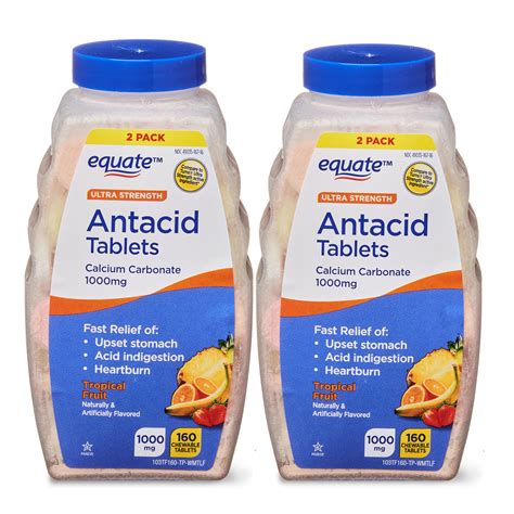 Equate Ultra Strength Antacid Tablets, Tropical Fruit, Twin Pack, 160 ...