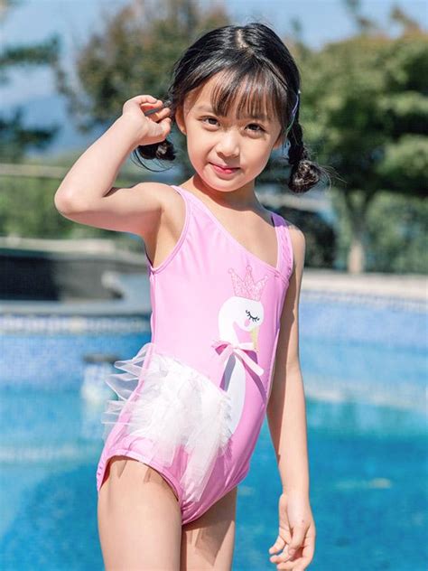 Aonihua Swan Lovely Girl Swimwear