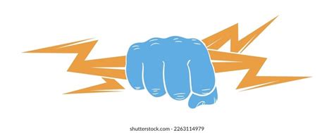 Fist Lightning Hand Holding Thunderbolt Power Stock Vector Royalty