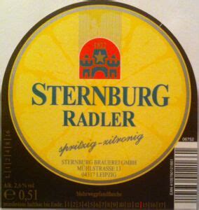 Štítok z nápoja Sternburg Radler spritzig zitronig Sternburg Brauerei