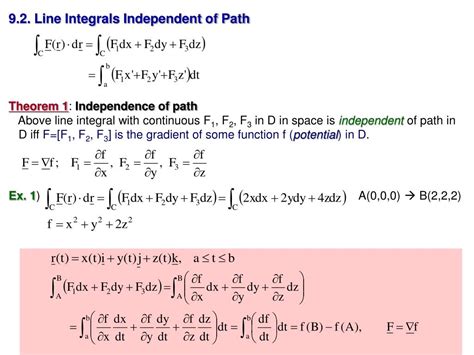 Ppt Line Integrals Independent Of Path Theorem Independence