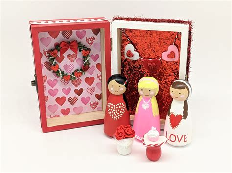 Valentine S Day Peg Dolls Valentine S Day T Set Etsy