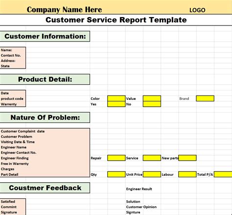 Customer Service Report Template Free Report Templates