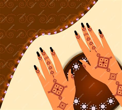 Premium Vector Henna Mehndi Hands Vector Illustration Hand Drawn