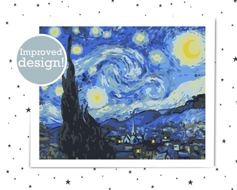 Paint By Numbers Van Gogh Starry Night Activity Kit Adult Etsy