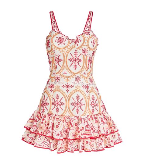 Charo Ruiz Ibiza Pink Broderie Anglaise Marianne Mini Dress Harrods Uk