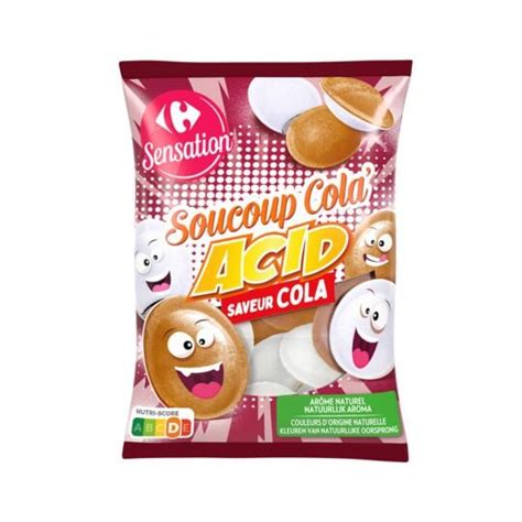 Bonbons Soucoup Cola Acid CARREFOUR SENSATION le sachet de 39g à Prix