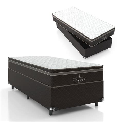 Cama Box Solteiro Colch O Paris Molas Ensacadas Pocket X X Cm