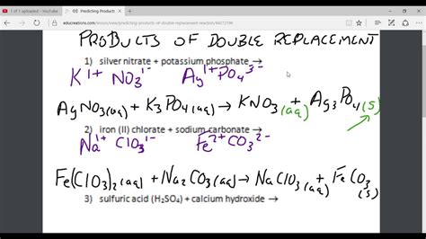 Predicting Products Of Double Replacement Reactions Youtube