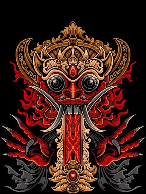 Premium Vector Barong Bali Art Mask Design Vector