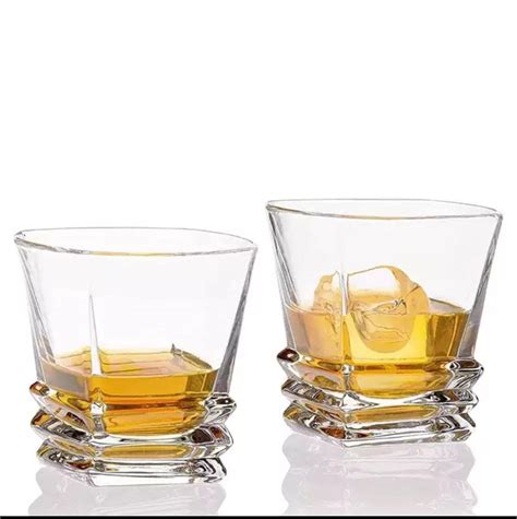 Skdbpm Italian Premium Diamond Shaped Whiskey Glass Vodka Bourbon Crystal Rocks Whiskey Glasses