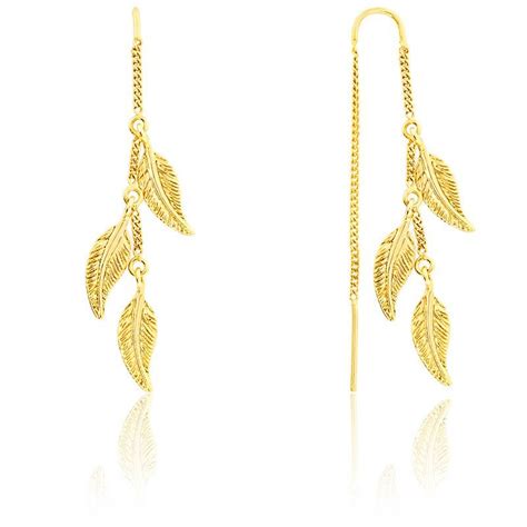 Boucles d oreilles chaîne pendante trio de plumes Scarlett Ocarat