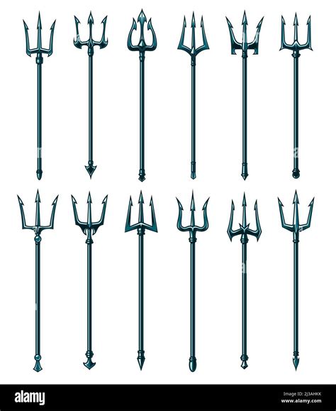 Nautical Trident Fork Vector Icons Poseidon Neptune Triton And Devil