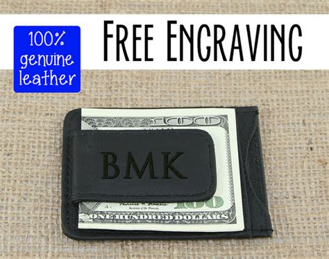 Mens Wallet Engraved Leather Wallet - Leahter Money Clip - Groomsman ...