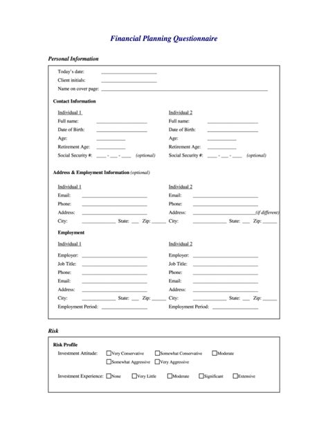 Financial Planning Questionnaire Fill And Sign Printable Template