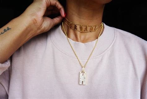 Custom Name Chokers Diamond Chokers Gold Necklace White Tee