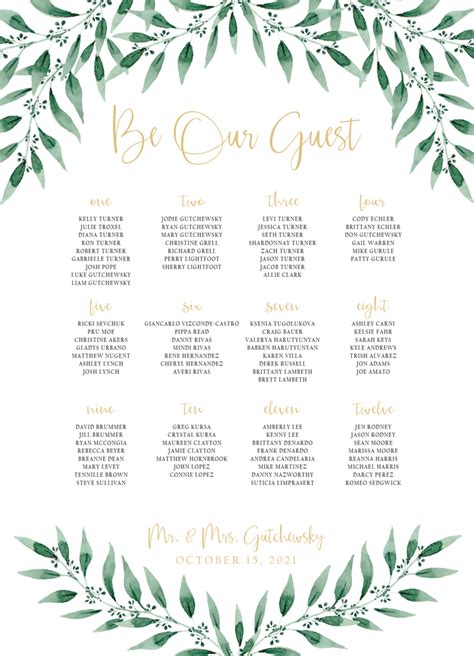 Greenery Seating Chart Paper And Home