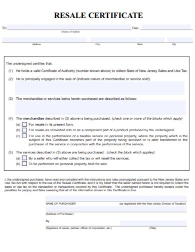 FREE 19+ Resale Certificate Samples in PDF | MS Word