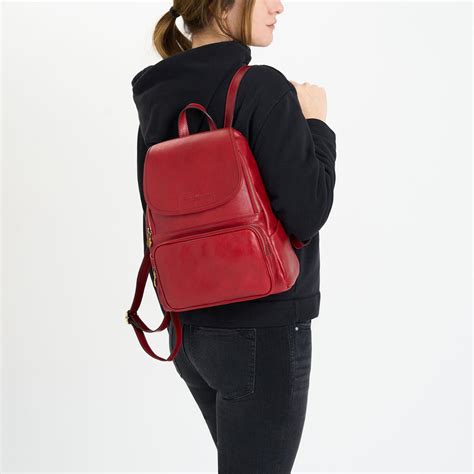 Womens Leather Backpack Red Color Fantini Pelletteria