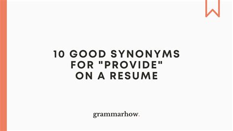 10 Good Synonyms For Provide On A Resume