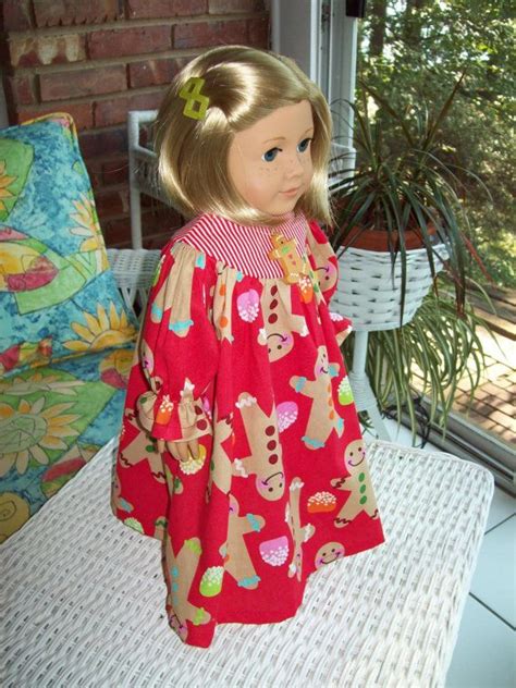 American Girl Doll Or 18 Inch Doll Gown Red Gingerbread Men Etsy