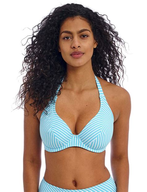 Jewel Cove Striped Wired Plunge Bikini Top Freya M S