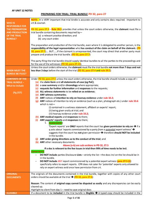 Dispute Resolution Unit 12 Trial Process Costs Enforcement Ay Notes