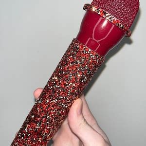 Crystal Rhinestone Prop Microphones Sparkly Concert Festival Tour Fake