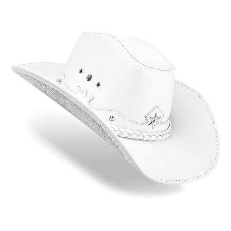 Chapéu Country Branco Cowboy Masculino Feminino Couro Boiadeiro