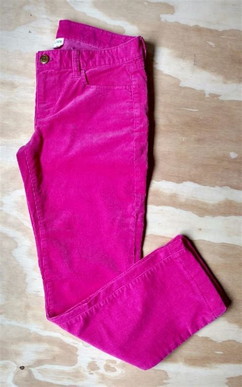 J Crew Women S Hot Neon Pink Corduroy Cropped Pants City Fit Sz 28